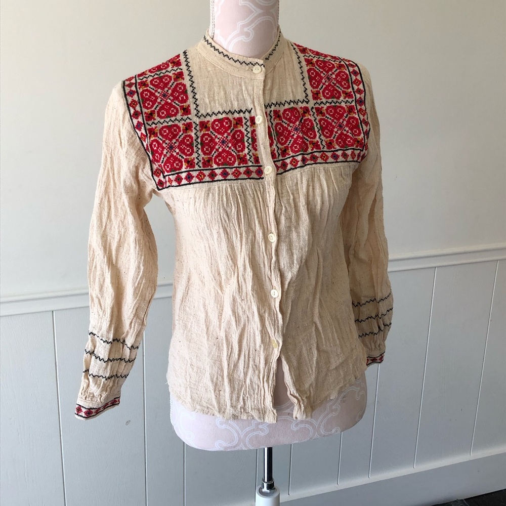 Vintage Boho Peasant shirt size S
